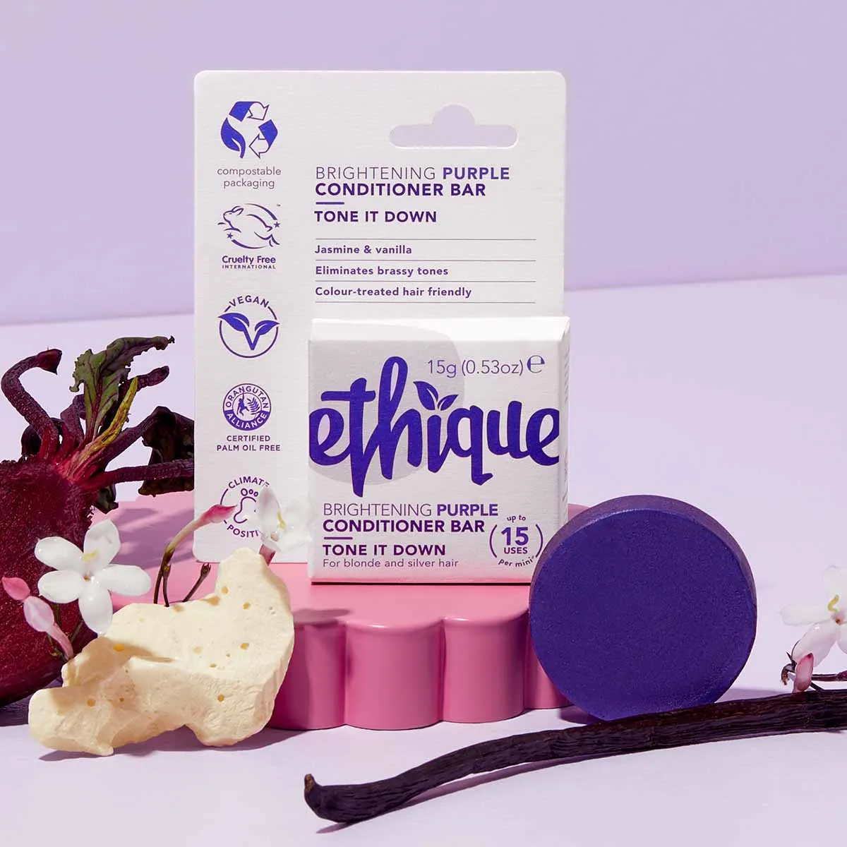 Purple Conditioner Bar Mini for Brassy Blonde and Gray Hair: Tone It Down