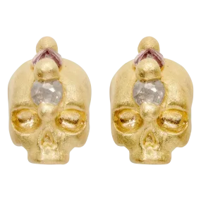 Purple Island Of Idols Skull Stud Earrings - 11454