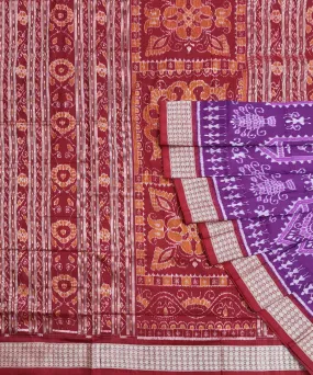 Purple maroon Silk Handwoven Sambalpuri Saree