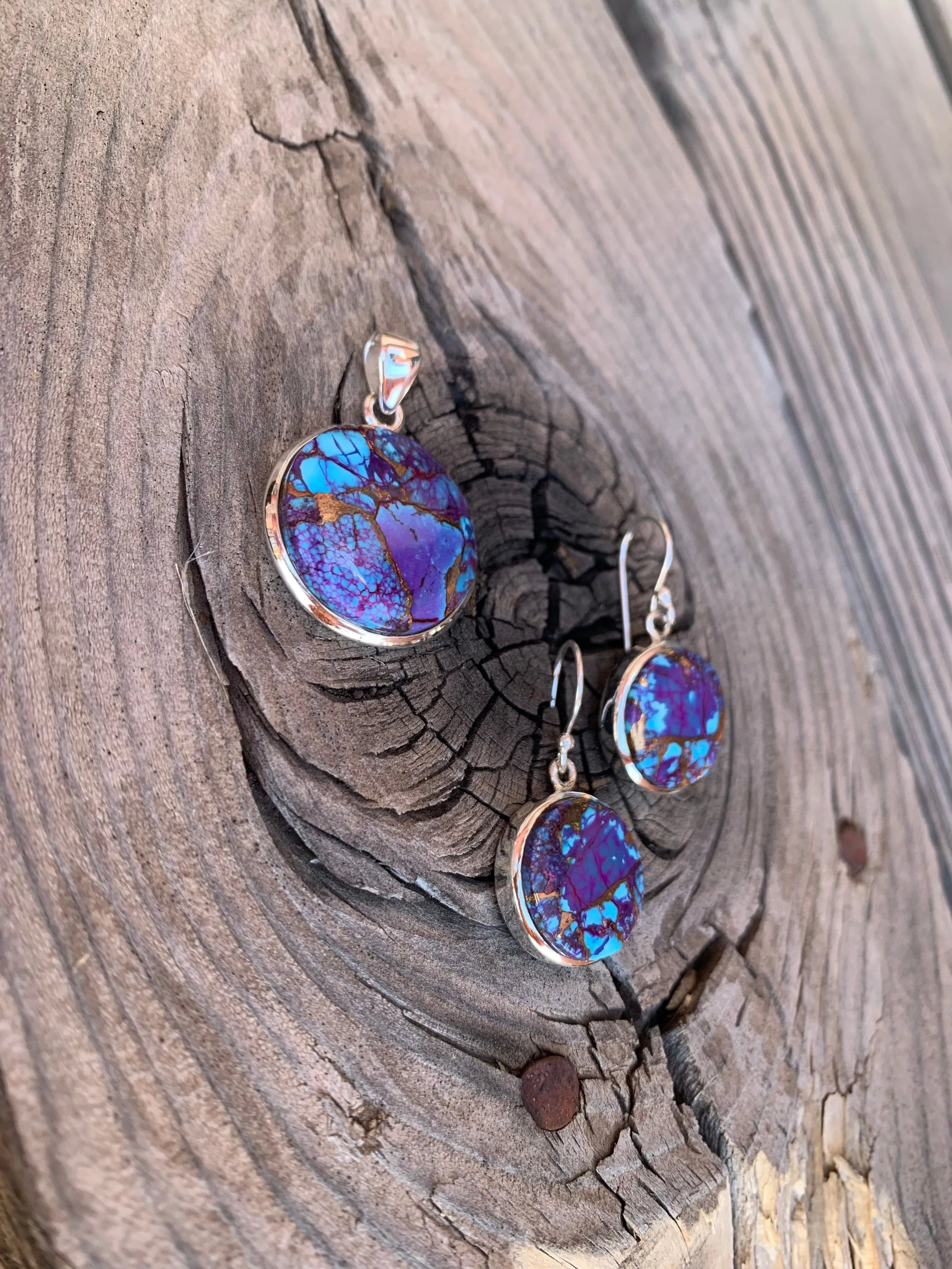 Purple Mohave Turquoise pendant & earring set