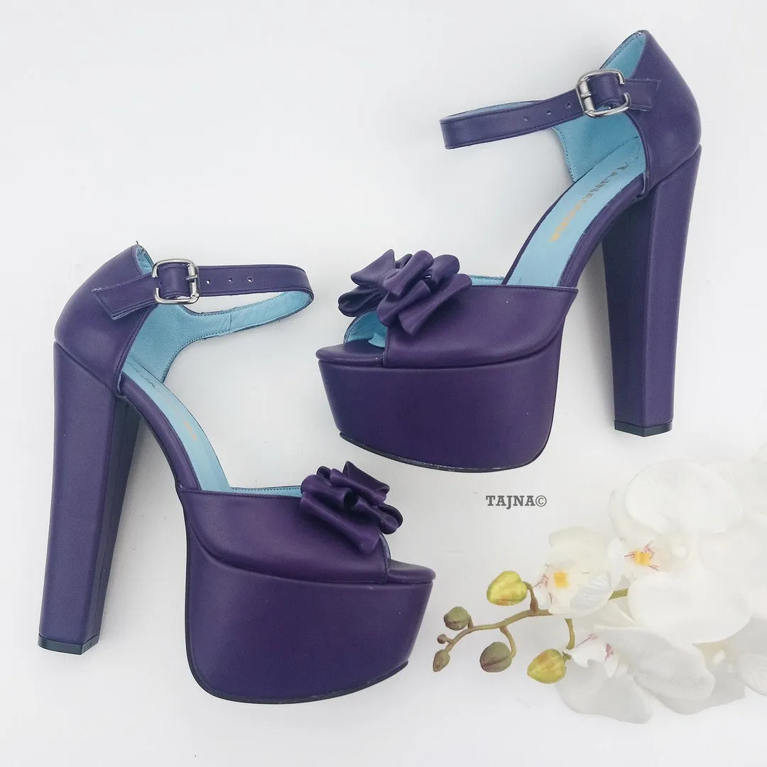 Purple  Ribbon Chunky Platform Shoes