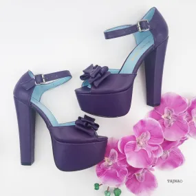 Purple  Ribbon Chunky Platform Shoes