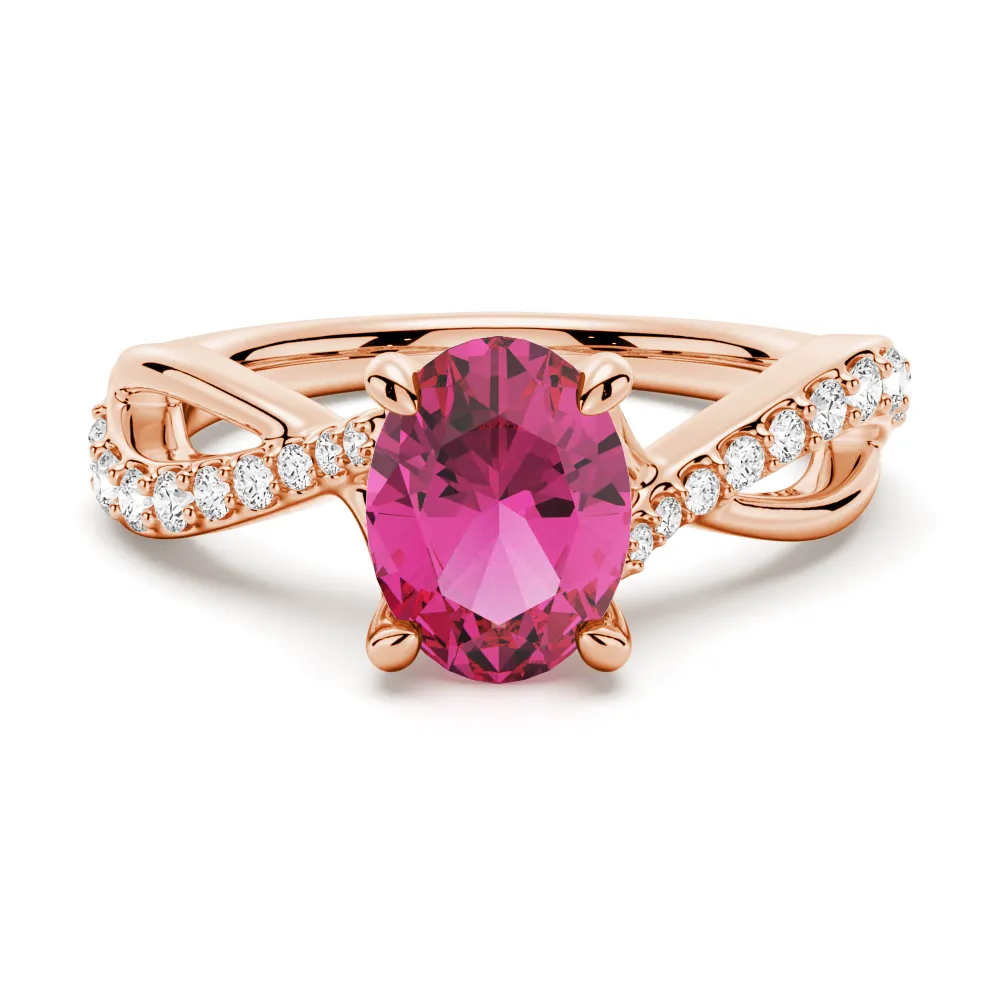 "You Are Stronger Than You Think" Oval Pink Sapphire Ring With Infinite Band