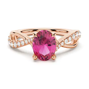 "You Are Stronger Than You Think" Oval Pink Sapphire Ring With Infinite Band