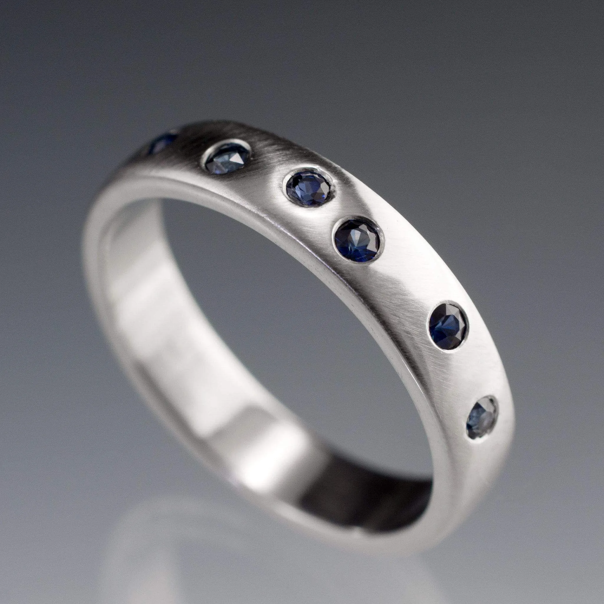 Random Blue Sapphire Wedding Ring