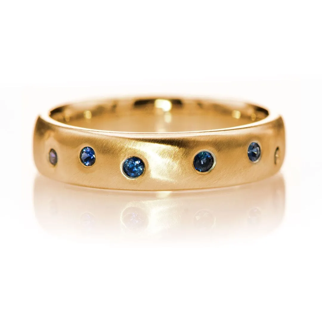 Random Blue Sapphire Wedding Ring