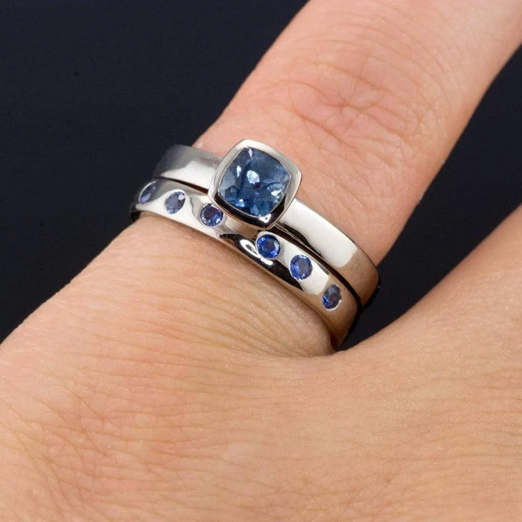 Random Blue Sapphire Wedding Ring