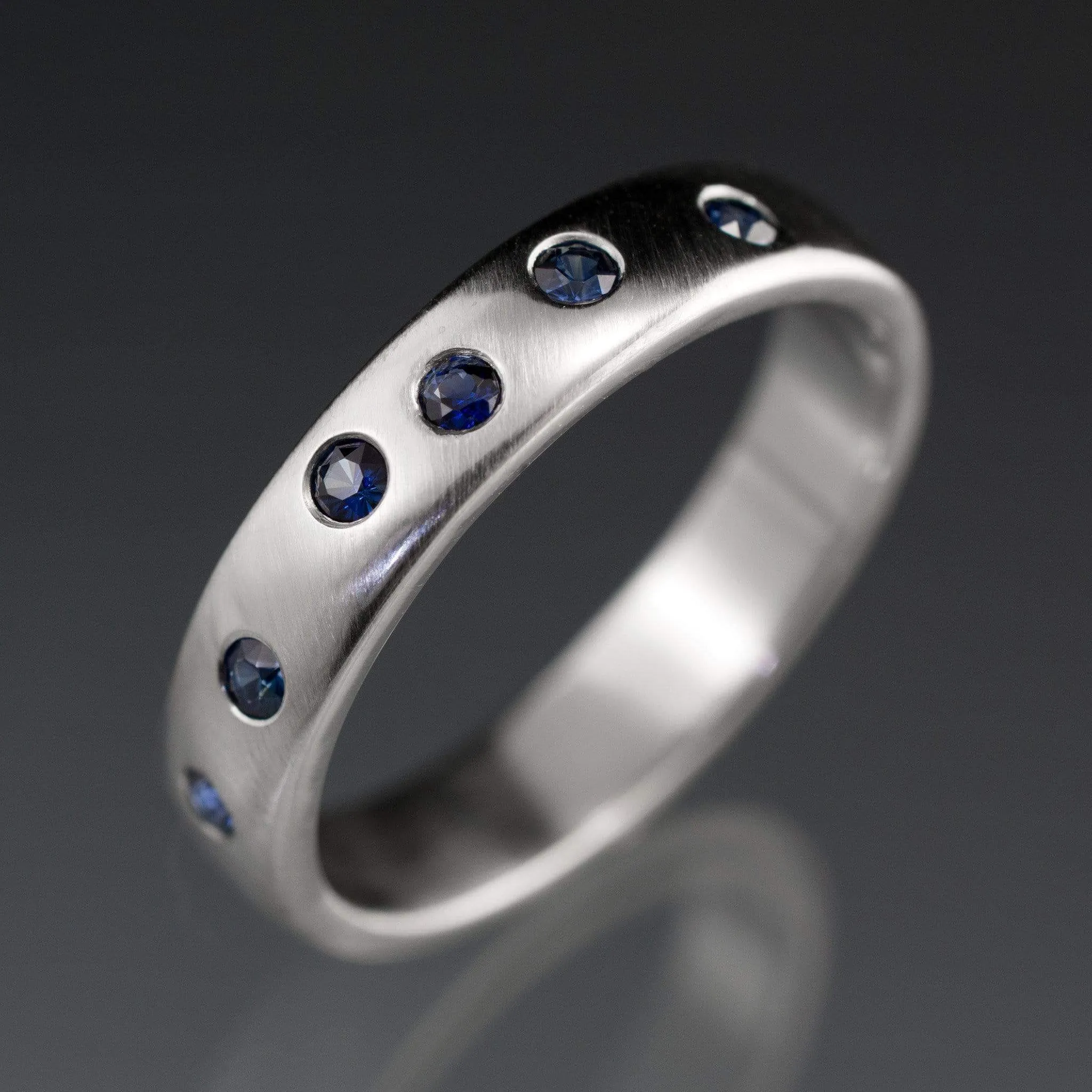 Random Blue Sapphire Wedding Ring