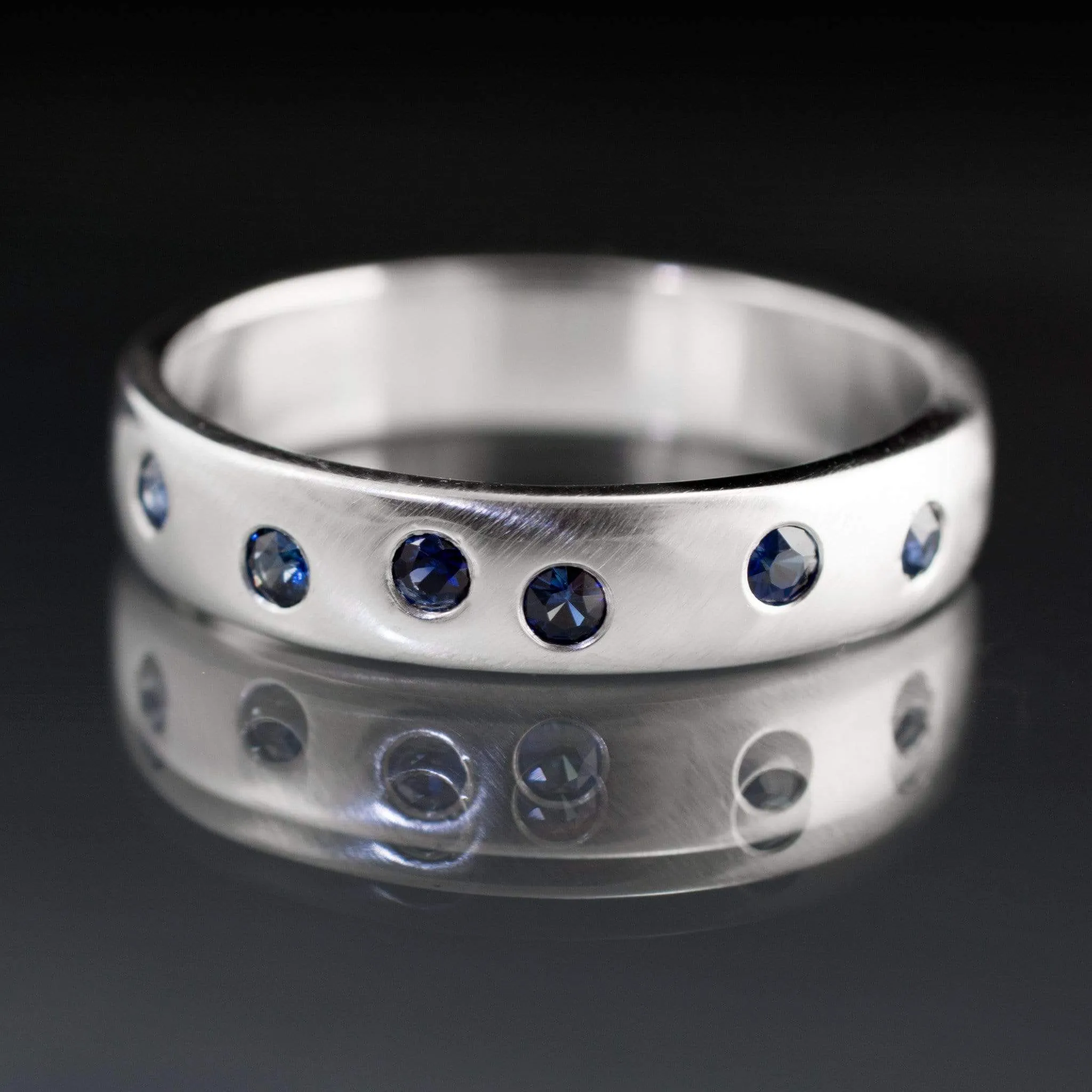 Random Blue Sapphire Wedding Ring