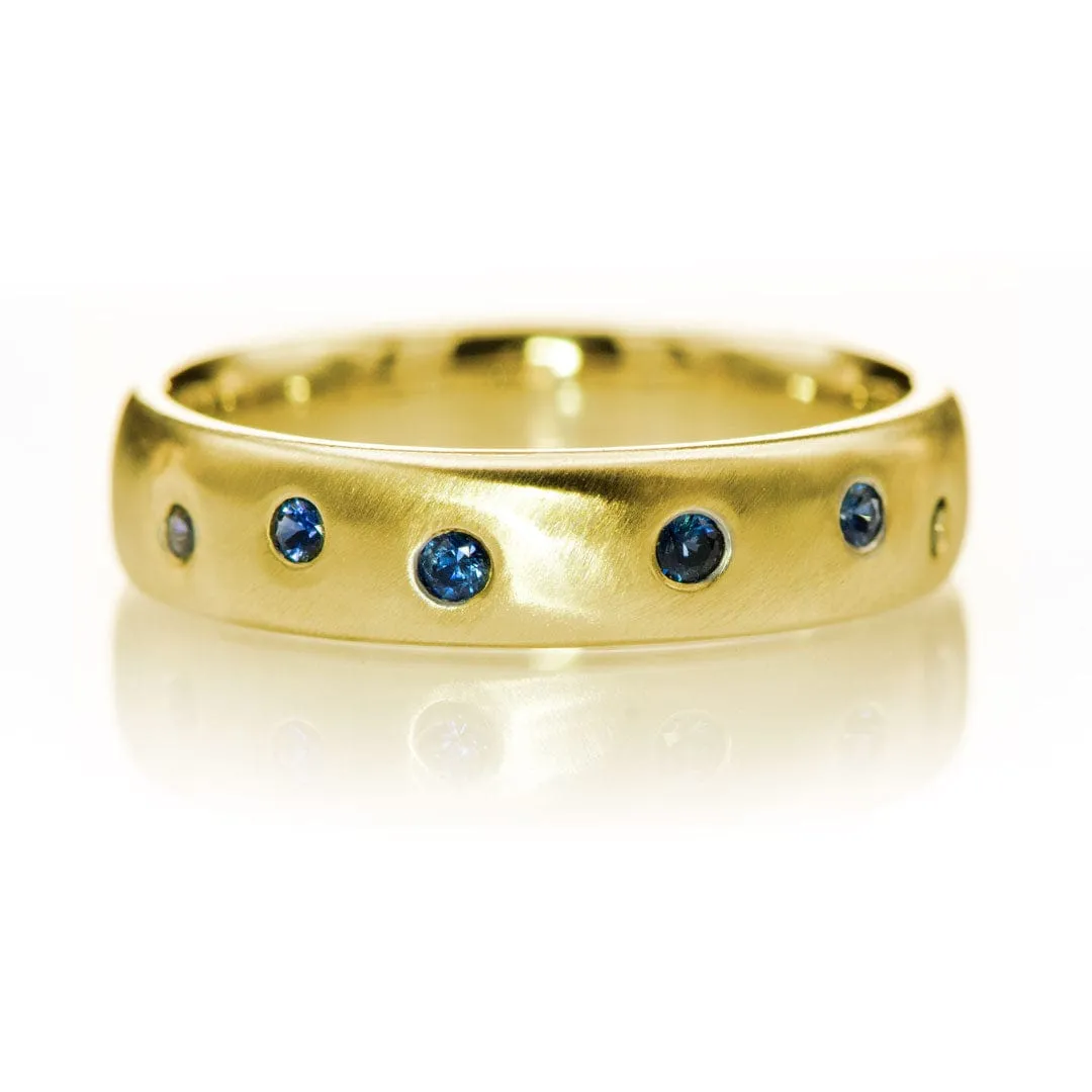 Random Blue Sapphire Wedding Ring