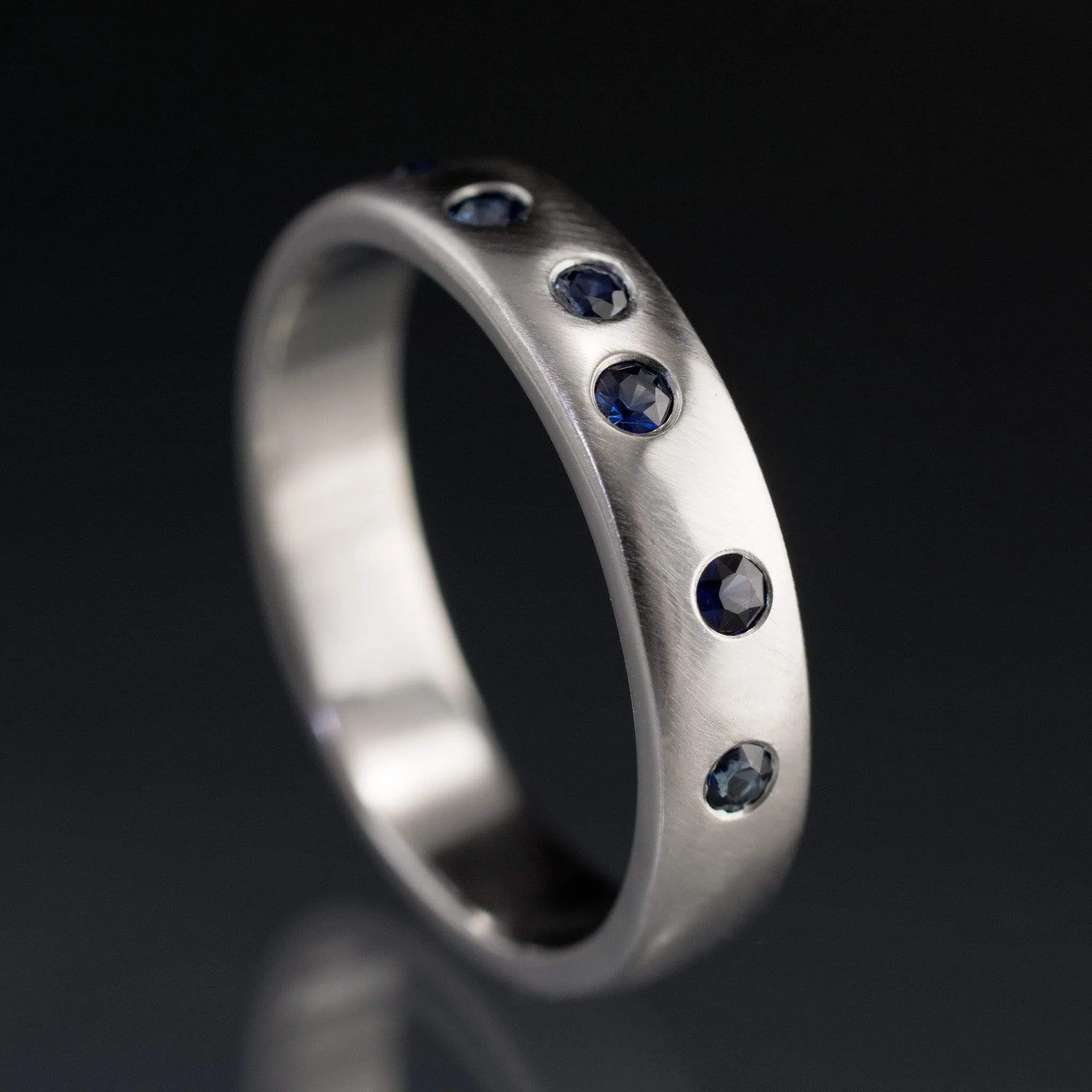 Random Blue Sapphire Wedding Ring