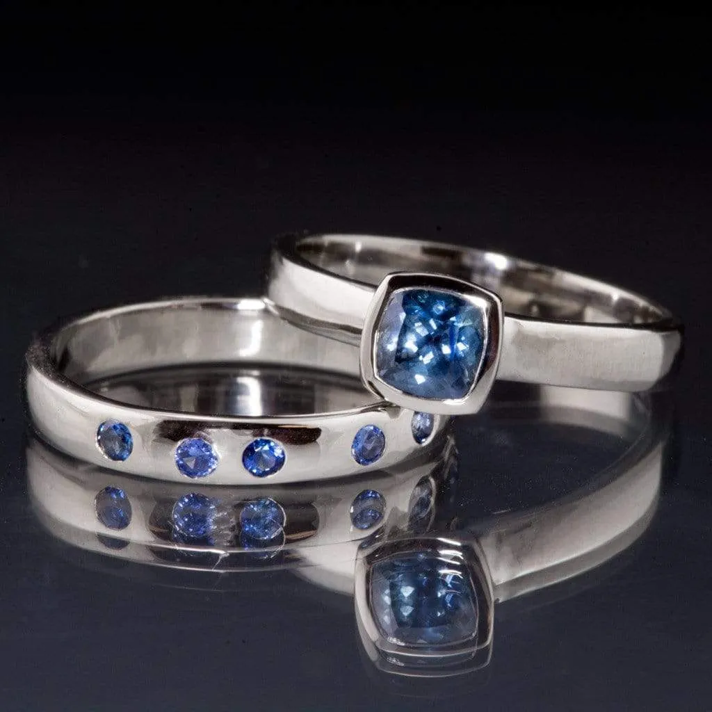 Random Blue Sapphire Wedding Ring