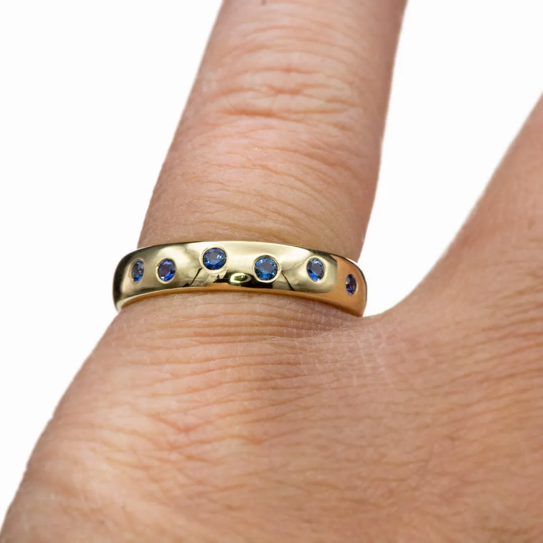 Random Blue Sapphire Wedding Ring