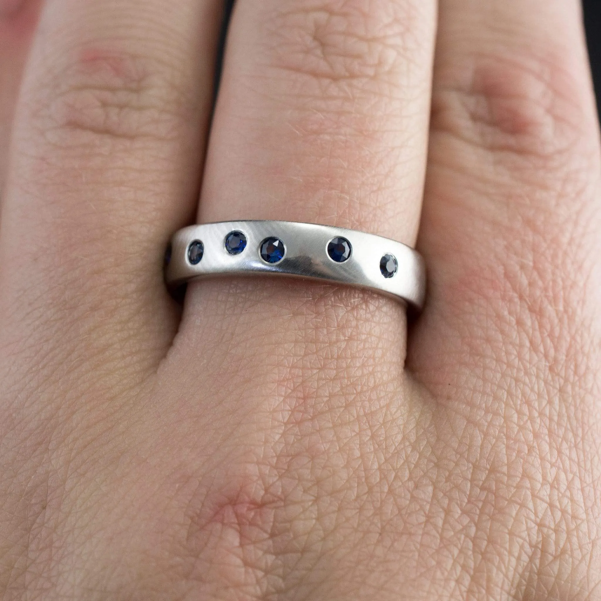 Random Blue Sapphire Wedding Ring