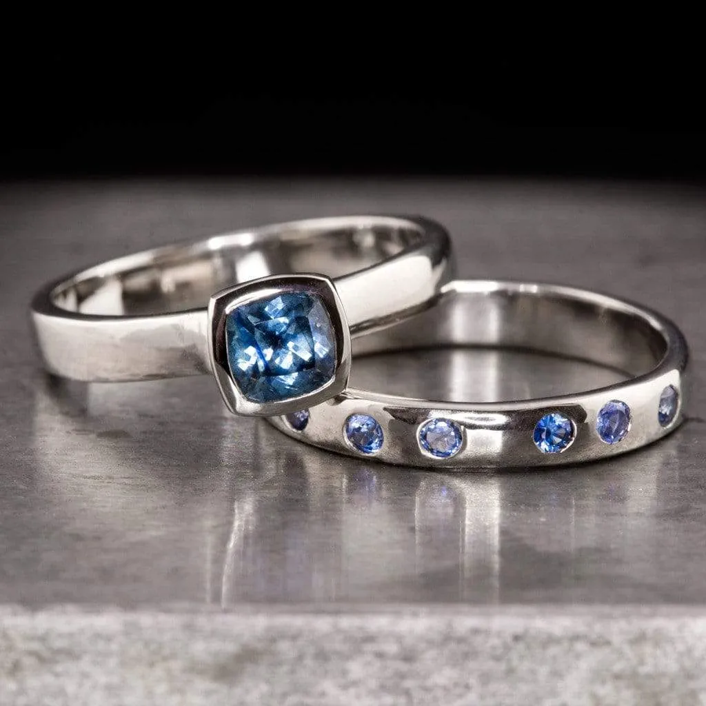 Random Blue Sapphire Wedding Ring