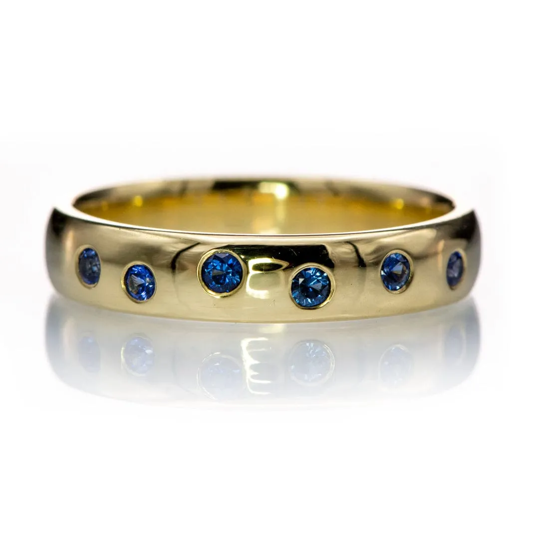 Random Blue Sapphire Wedding Ring