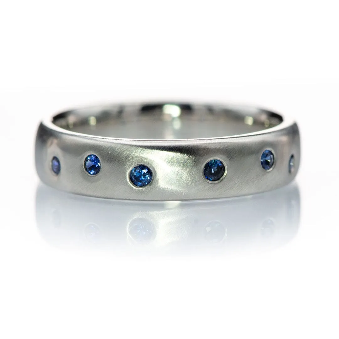 Random Blue Sapphire Wedding Ring