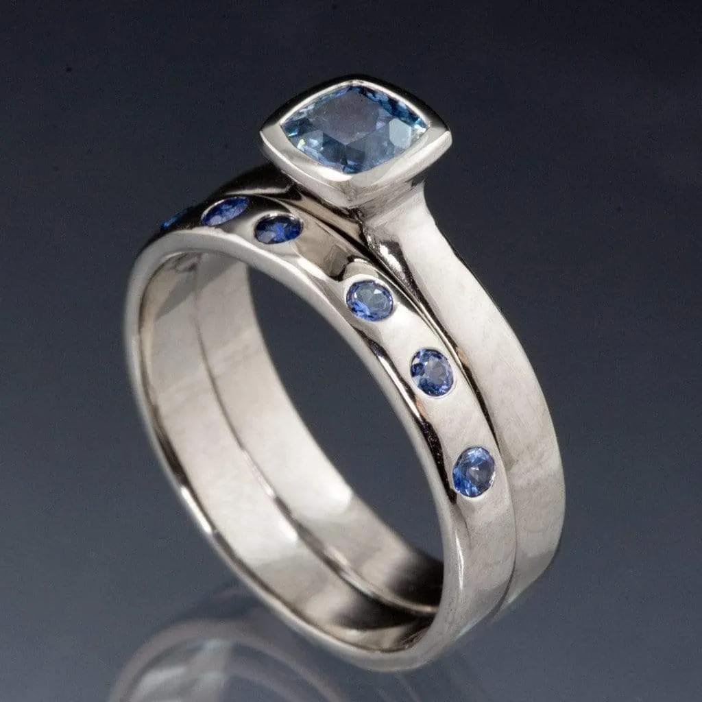 Random Blue Sapphire Wedding Ring