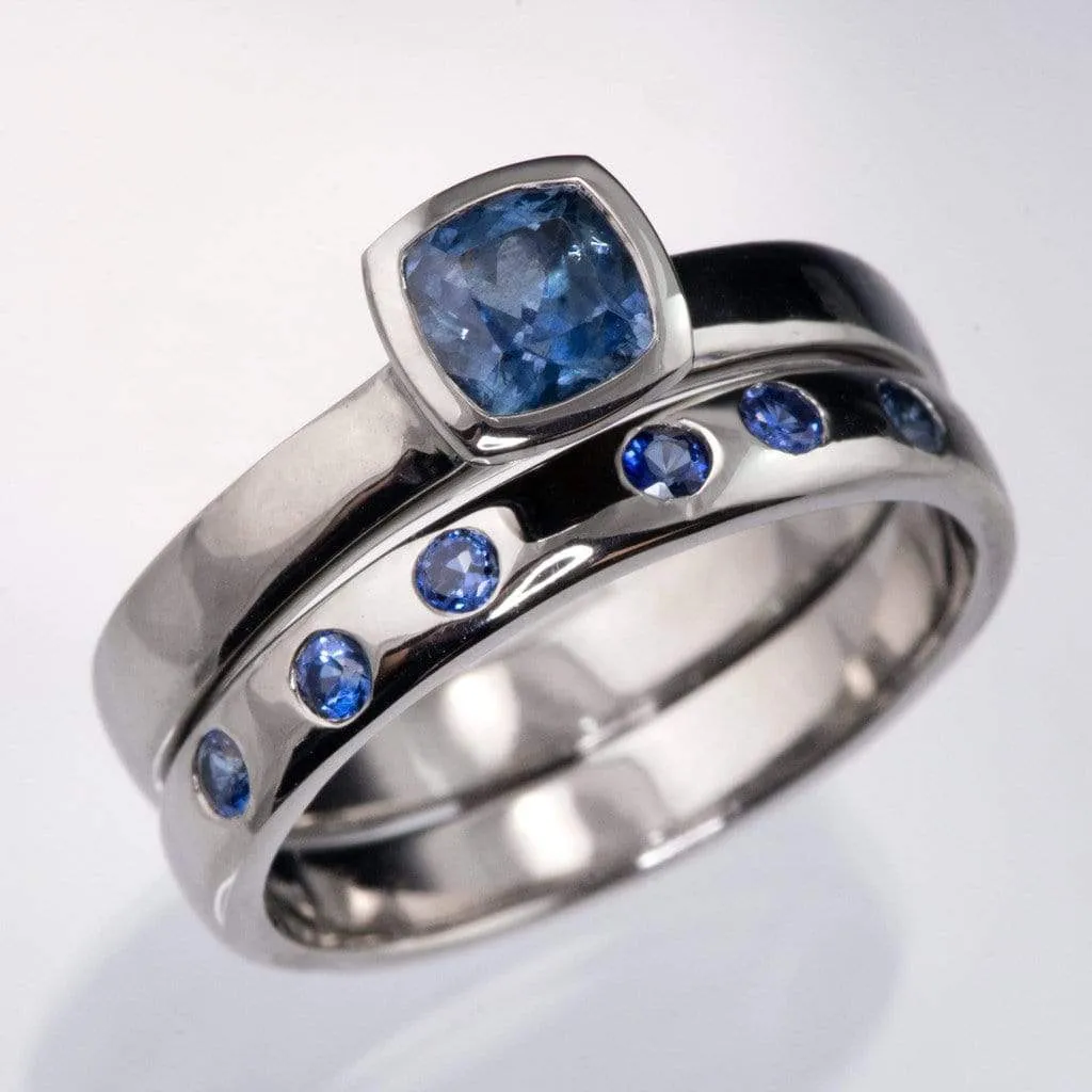 Random Blue Sapphire Wedding Ring