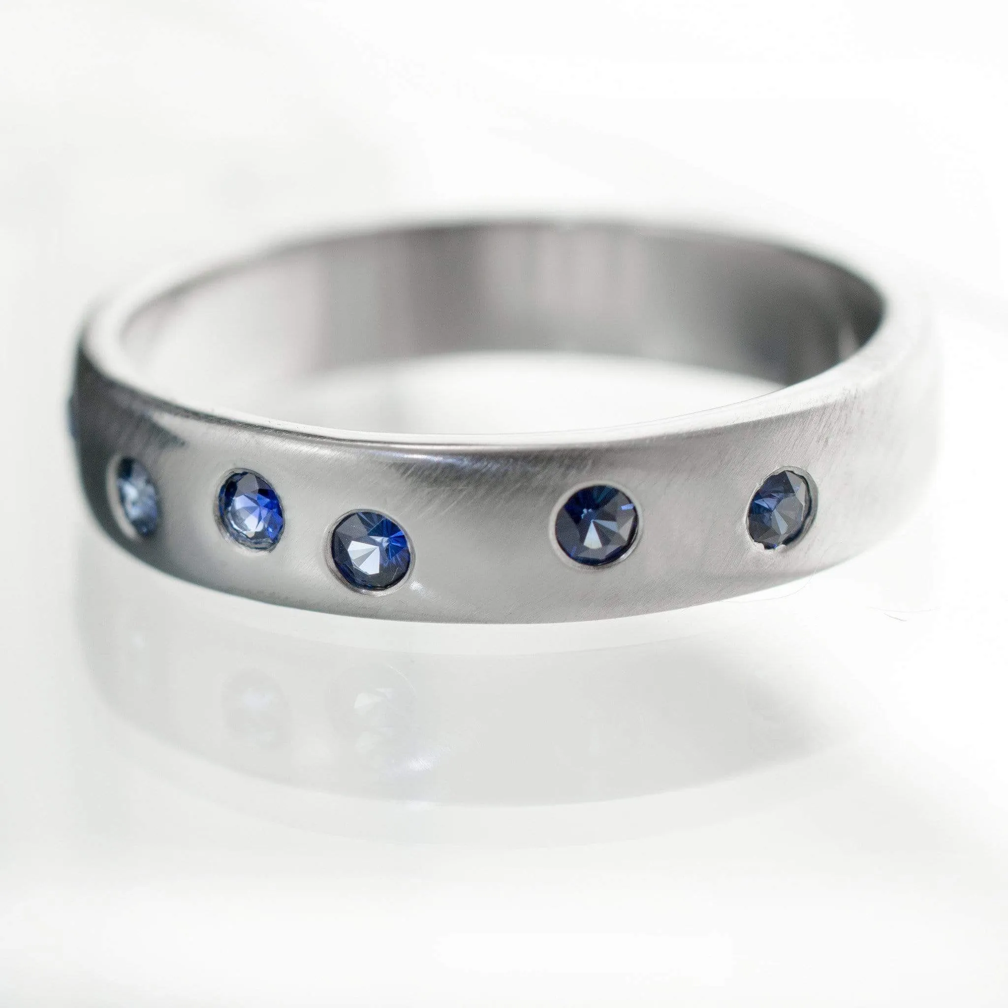 Random Blue Sapphire Wedding Ring