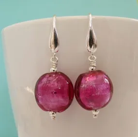 raspberry sparkle earrings