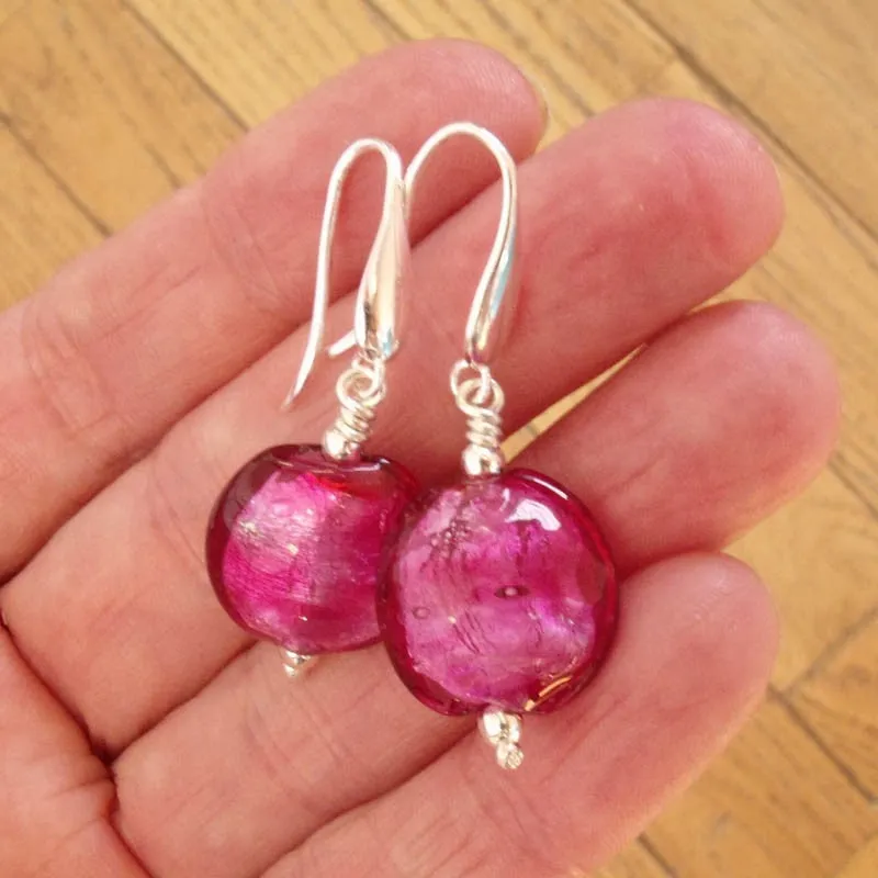 raspberry sparkle earrings