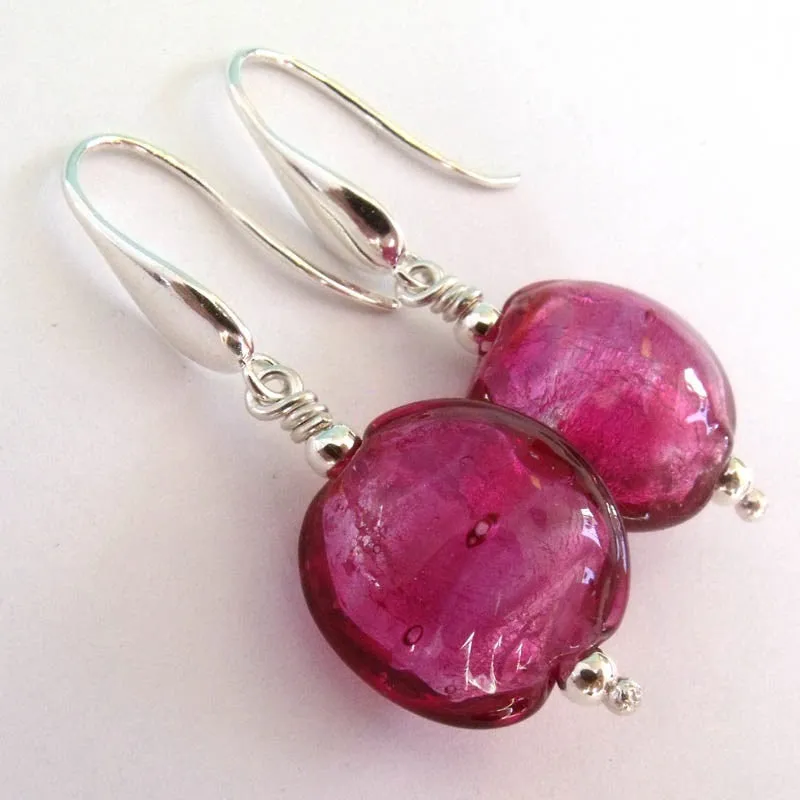 raspberry sparkle earrings