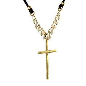 Raw Diamond and Gold Cross Necklace