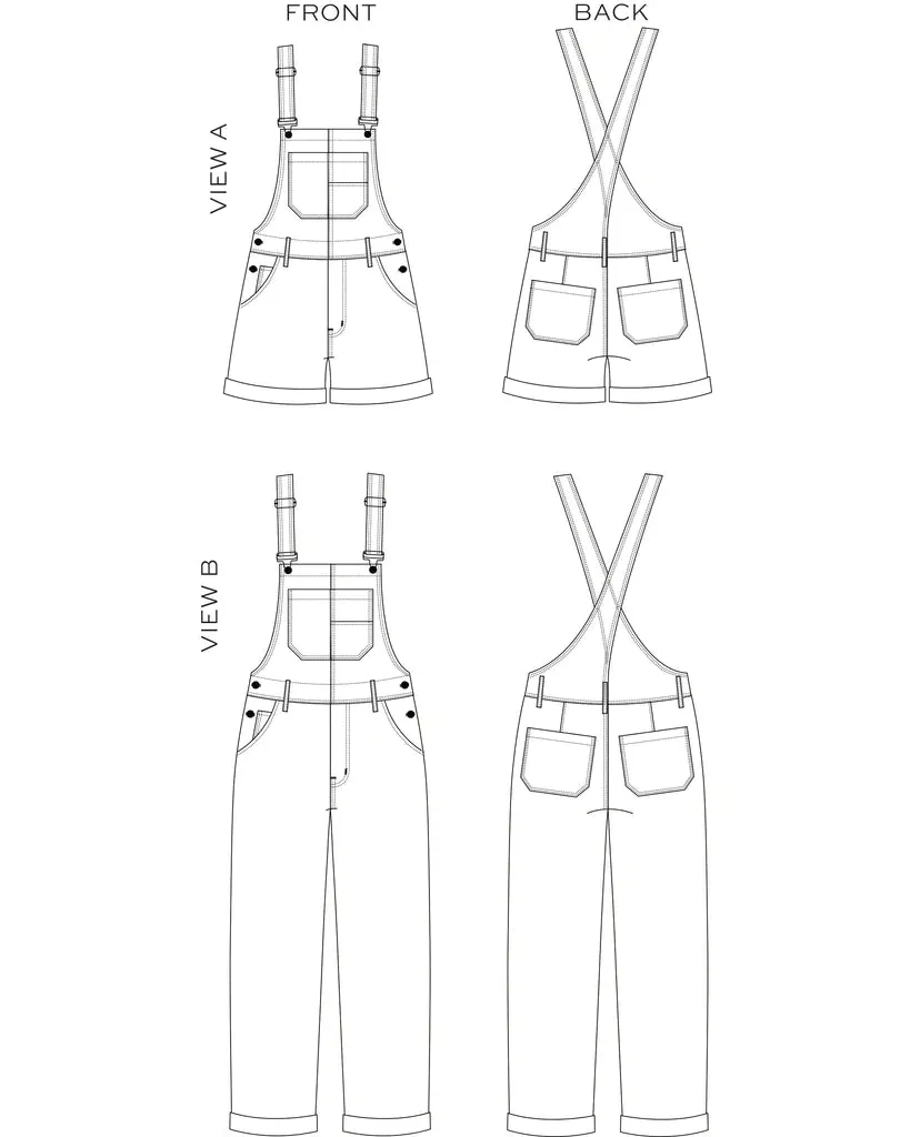 Riley Overalls | Sz 0-18 | Sewing Pattern by True Bias