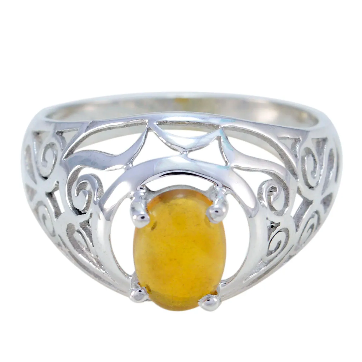 Riyo Adorable Stone Opal 925 Sterling Silver Ring Daisy Jewelry