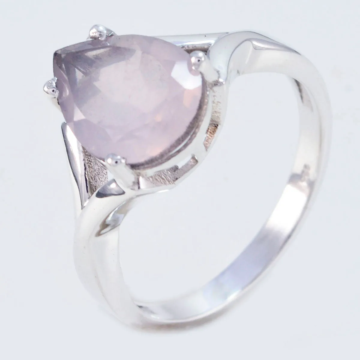 Riyo Delicate Gem Rose Quartz 925 Sterling Silver Ring Jewelry Cases