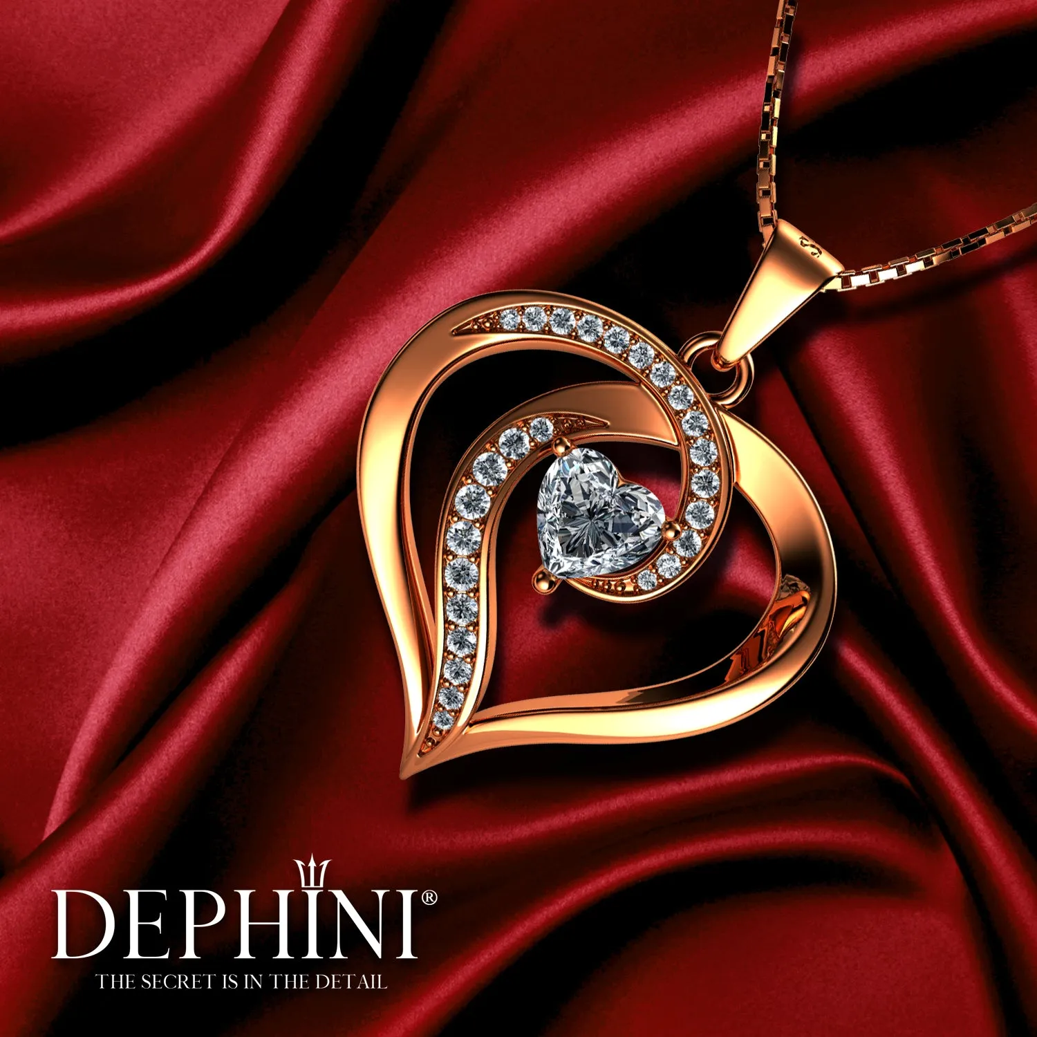 Rose Elegant Necklace - 18ct Gold Plated 925 Sterling Silver Dephini