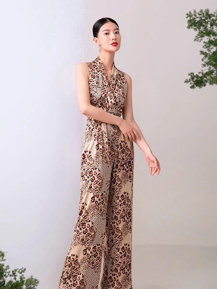 Rosemary Brown Leopard Belted Wide Leg Jumpsuit