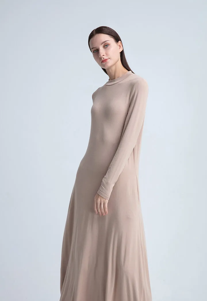 Round Neck Solid Dress