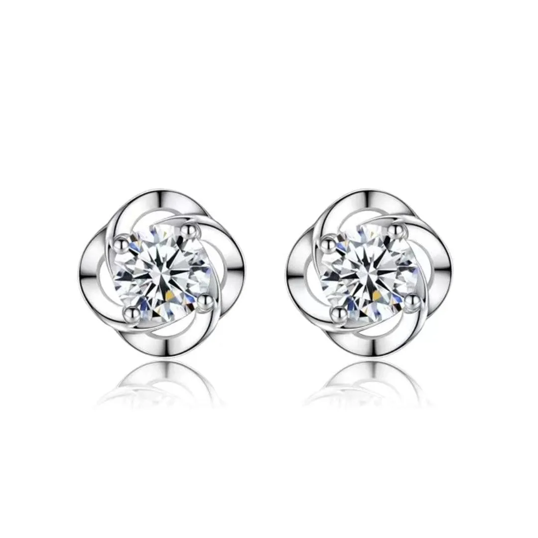 RSE-401 1.0 Carat Elegant Moissanite Swirl Stud Earrings