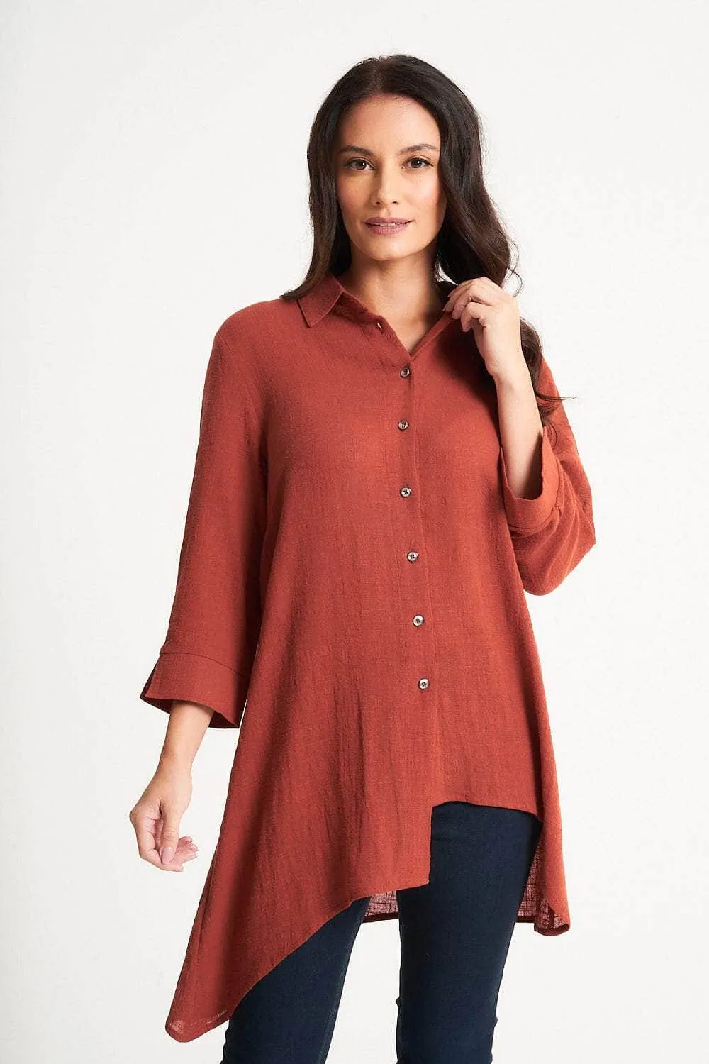 Saloos Cotton Asymmetrical Hem Shirt