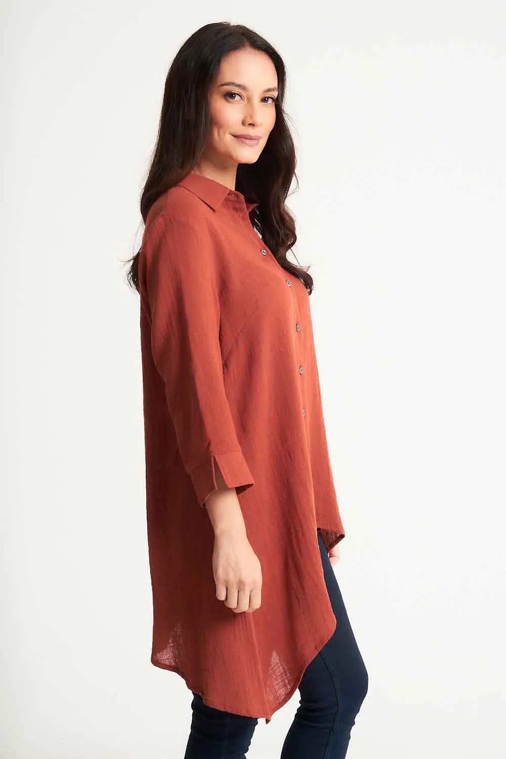 Saloos Cotton Asymmetrical Hem Shirt