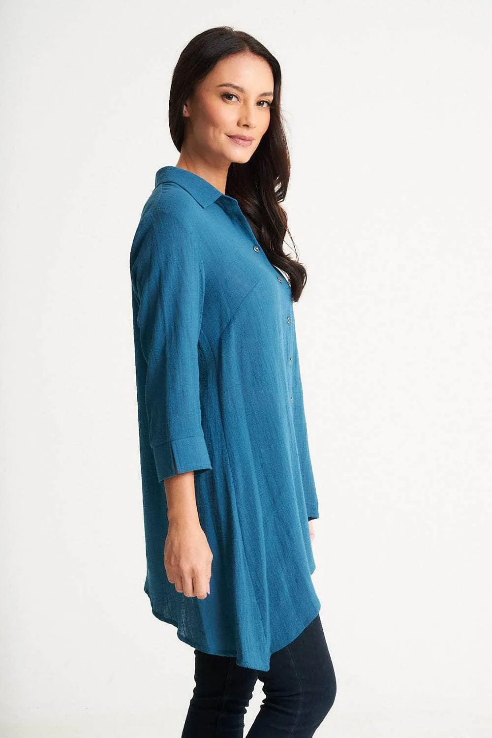 Saloos Cotton Asymmetrical Hem Shirt