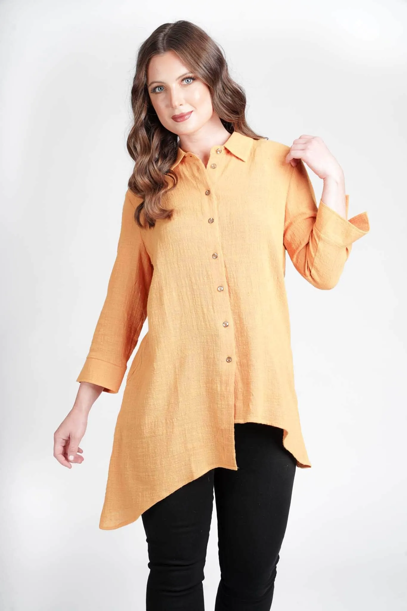 Saloos Cotton Asymmetrical Hem Shirt