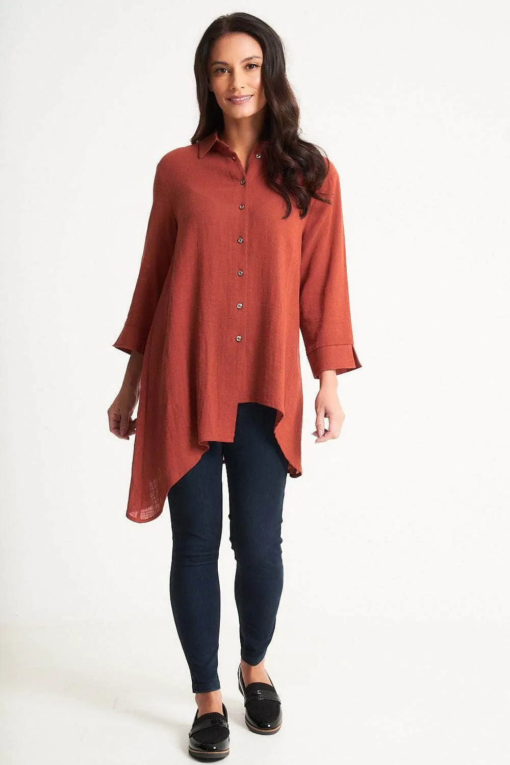 Saloos Cotton Asymmetrical Hem Shirt