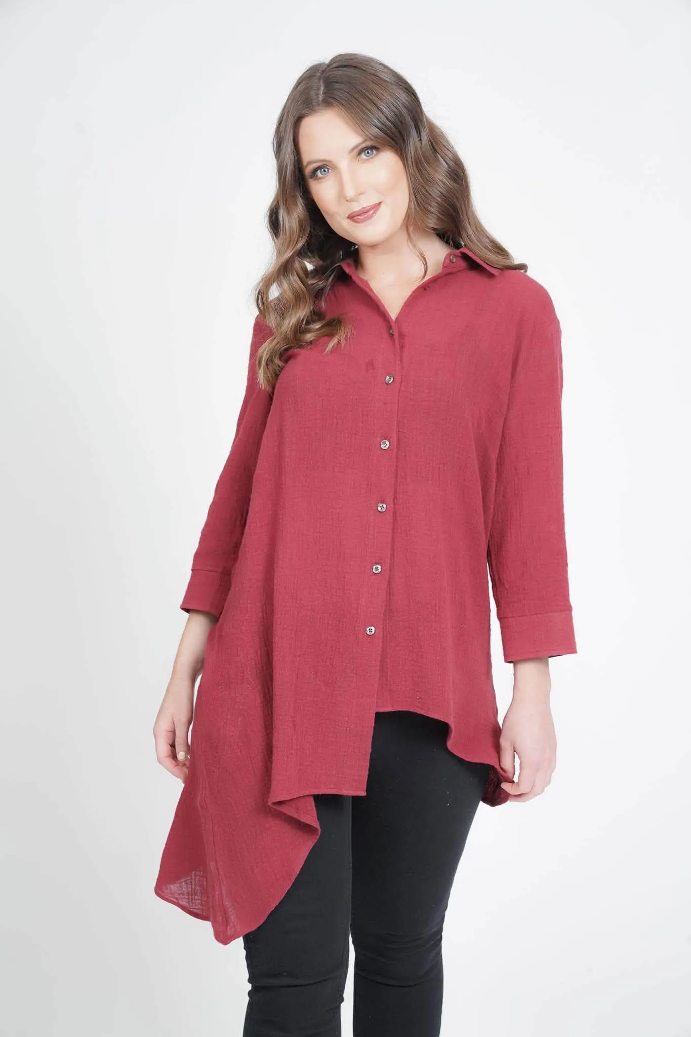 Saloos Cotton Asymmetrical Hem Shirt