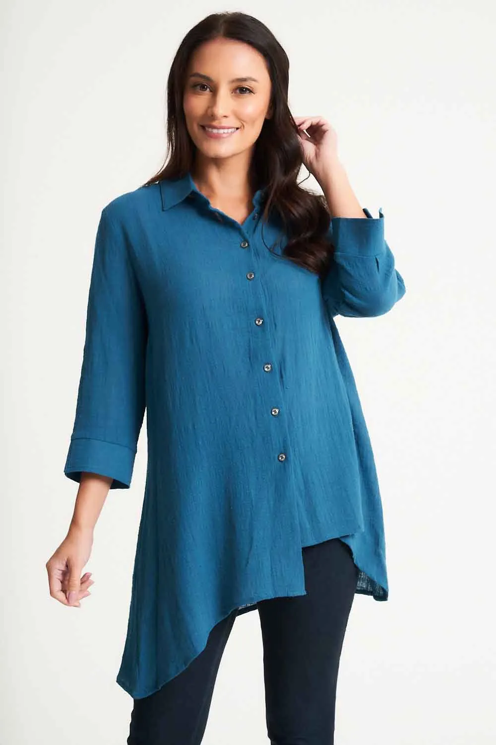 Saloos Cotton Asymmetrical Hem Shirt