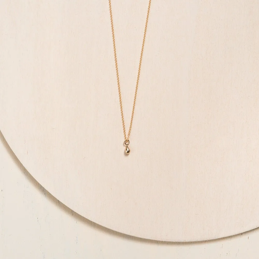 Small Drop Necklace - 10k & 14k Gold