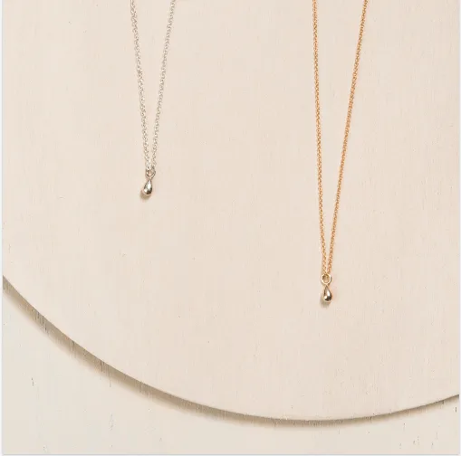 Small Drop Necklace - 10k & 14k Gold