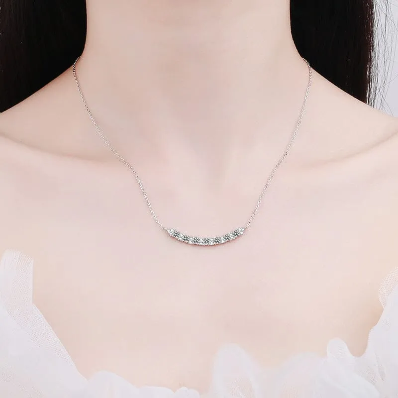 Smile Simple Diamond Necklace - 925 Sterling Silver