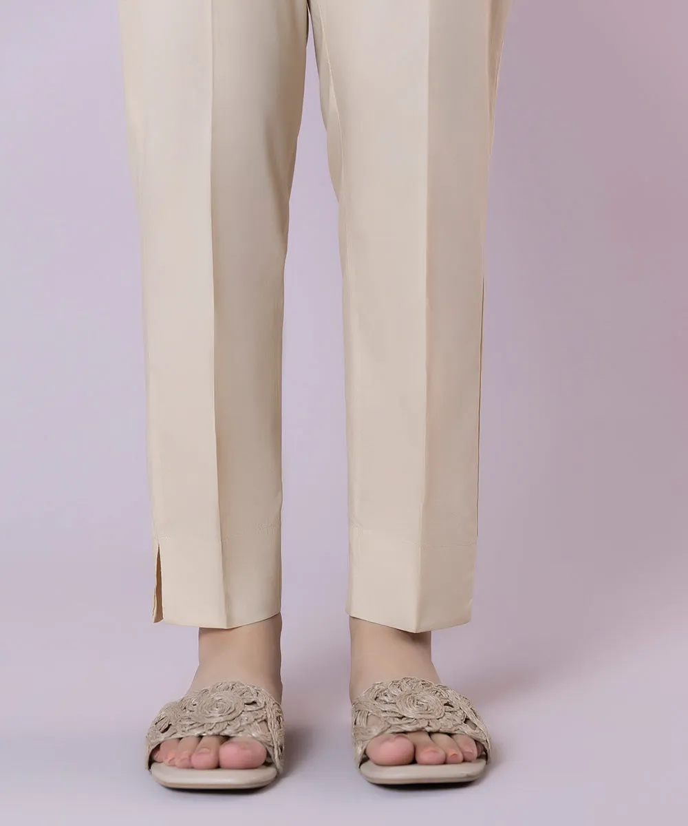 Solid Cotton Cigarette Pants