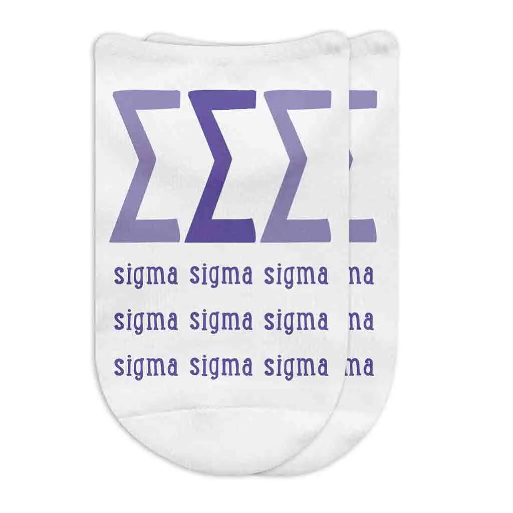 Sorority No Show Socks with Name and Letters