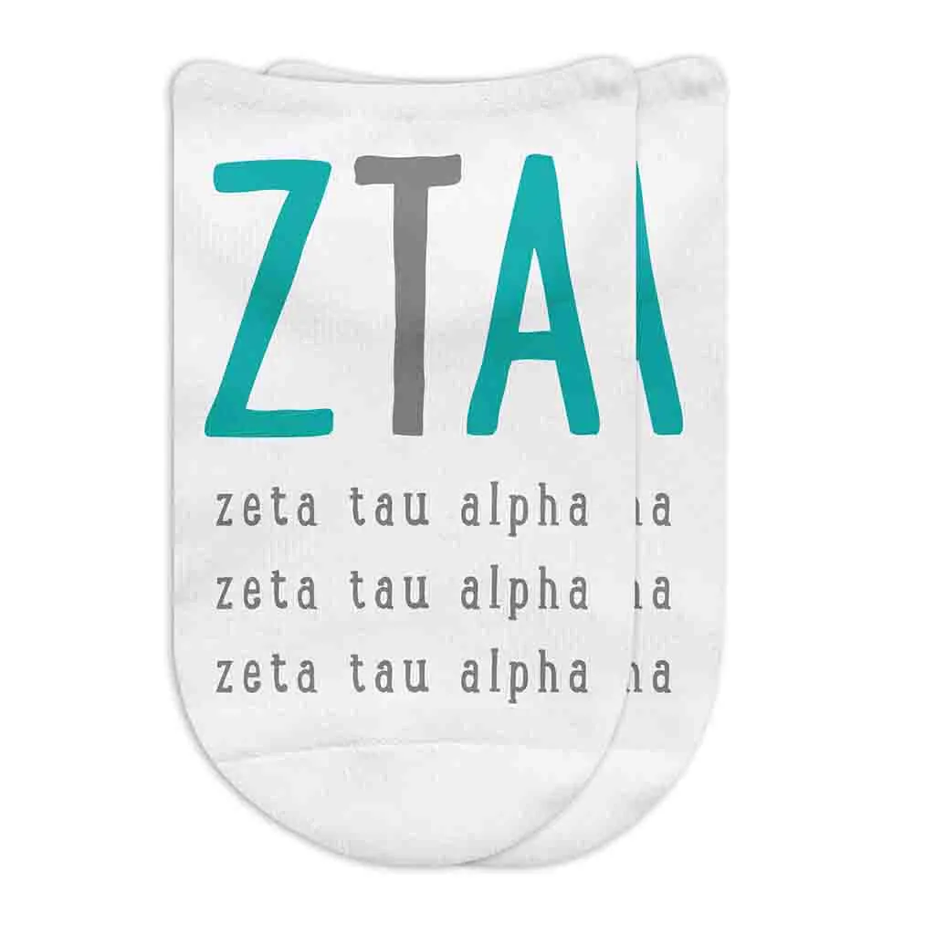 Sorority No Show Socks with Name and Letters