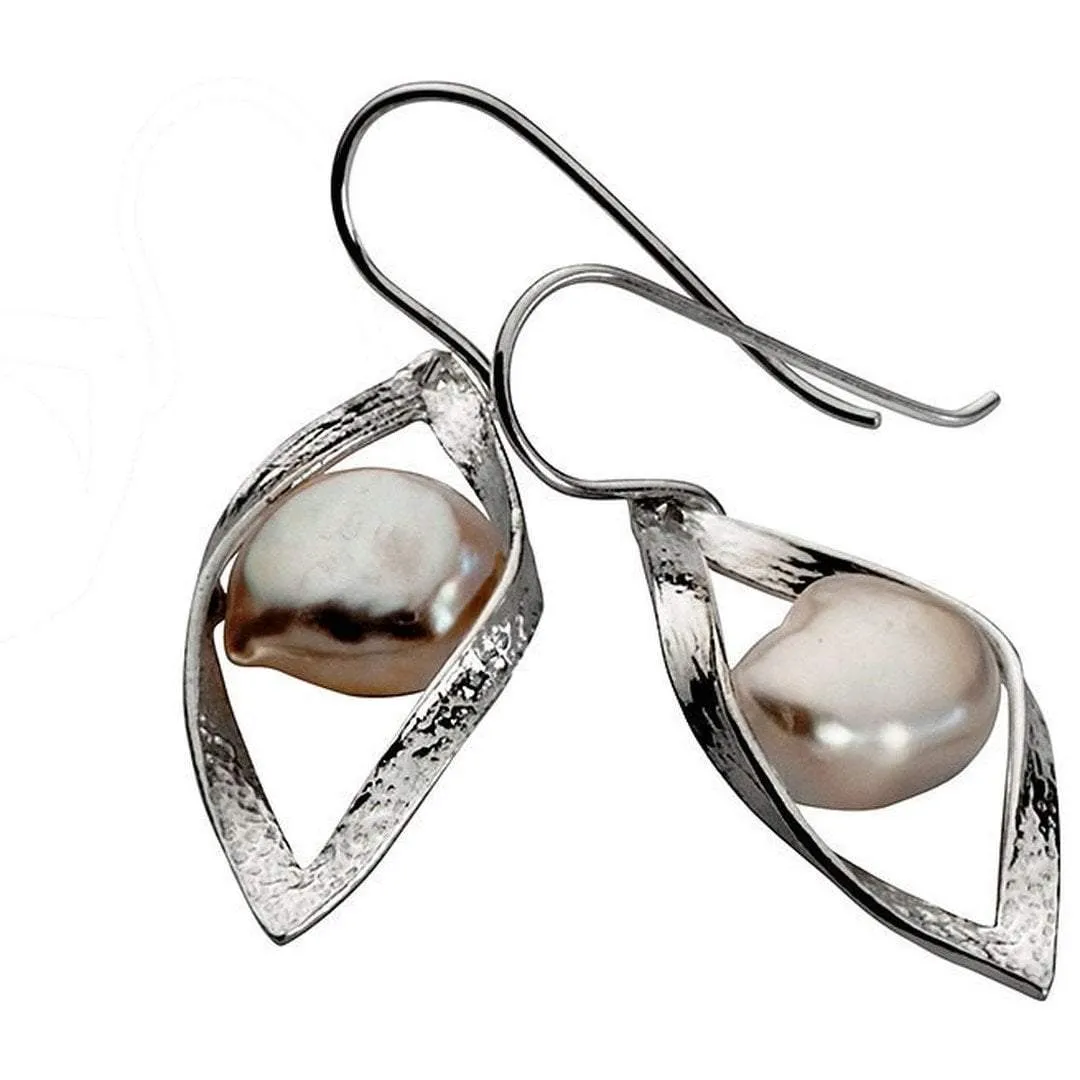 Sterling Silver mother of pearl earrings, Feminine and elegant earrings