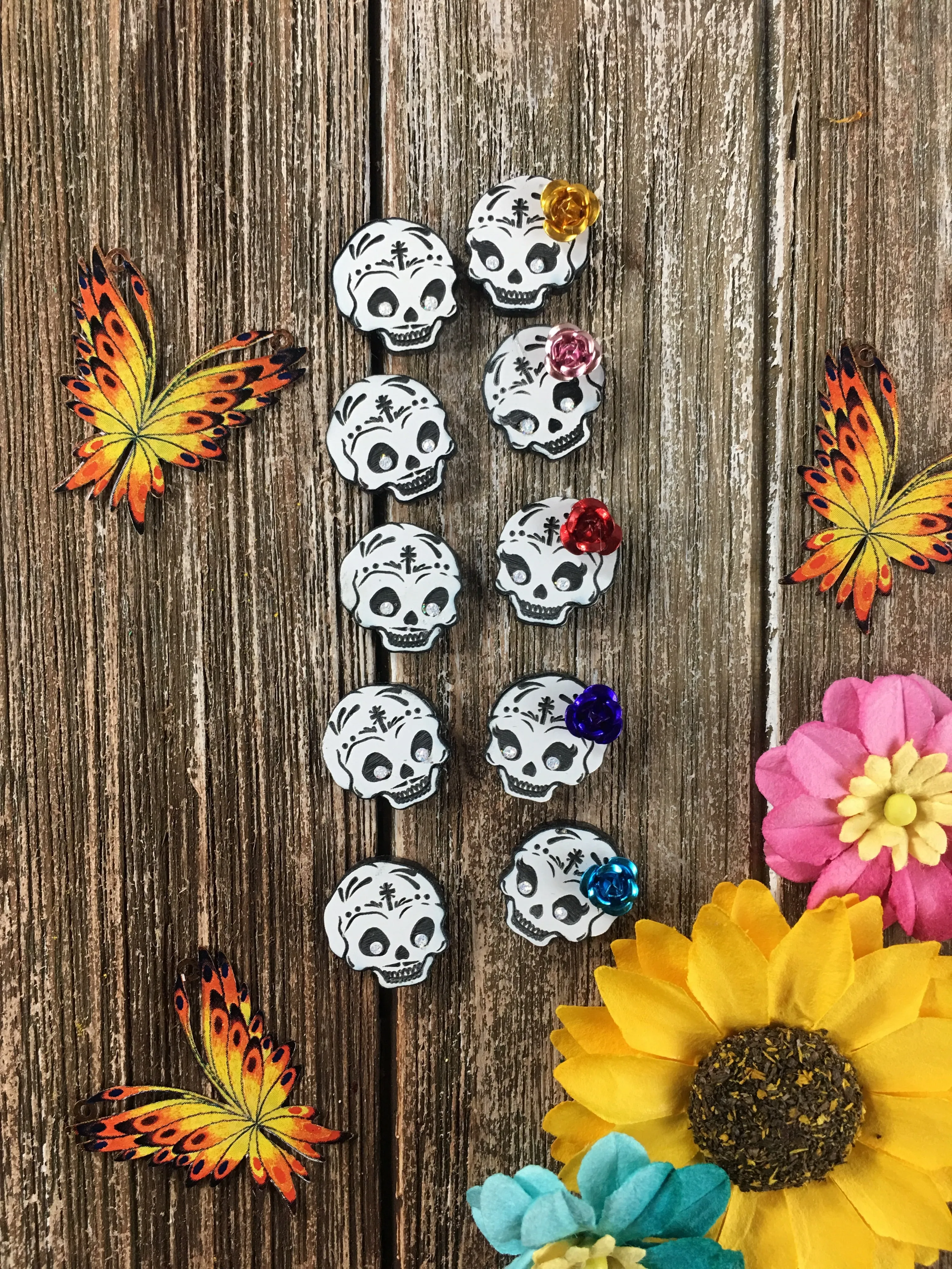 Sugar Skull Stud Earrings #1003